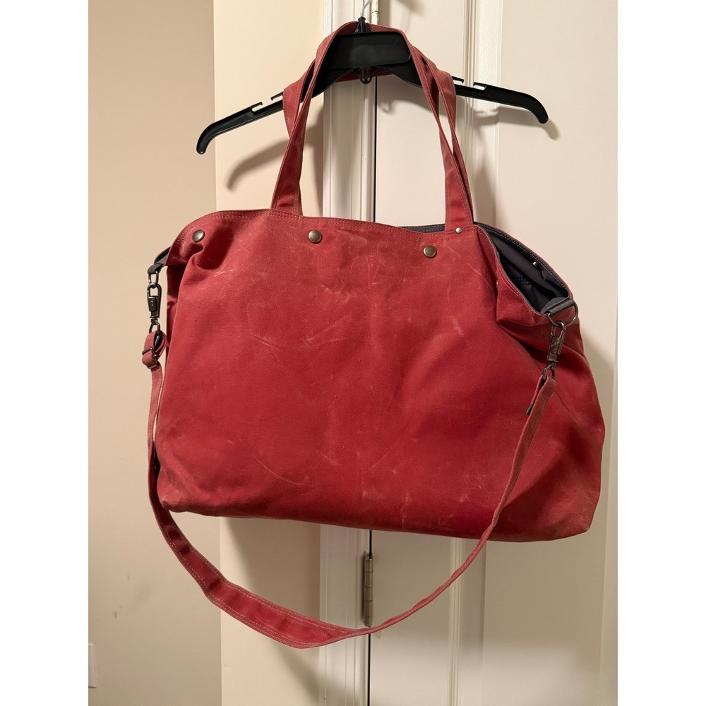 Moop Canvas Bags Seattle Red Waxed Canvas Tote Crossbody Bag Large